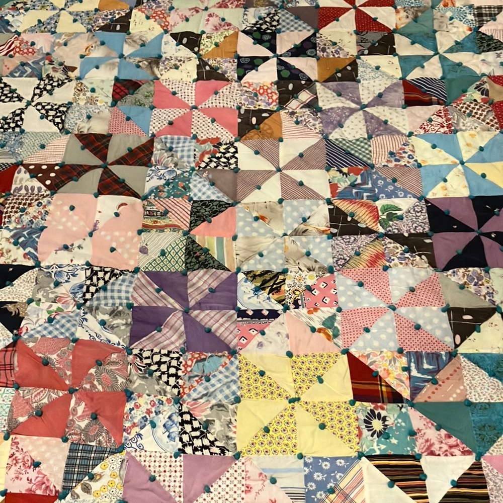 Vintage Handcrafted Windmill Patchwork Quilt